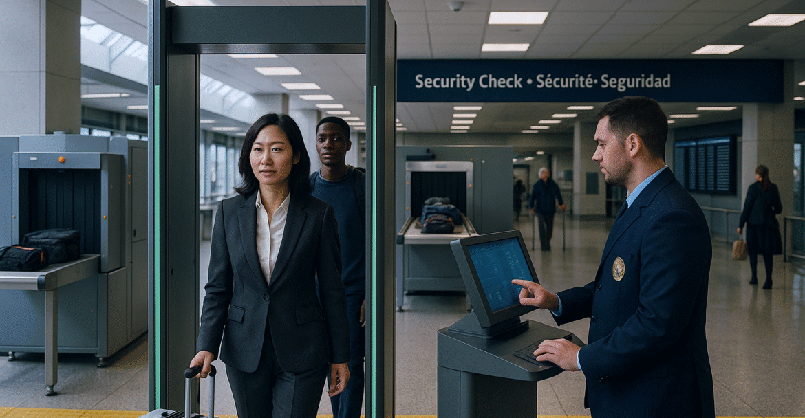 Walk Through Metal Detector used for security screening in public space